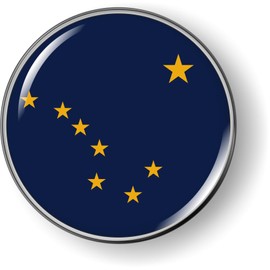 Alaska State Flag 3D Domed CAR Emblem Badge Sticker Flexible Round