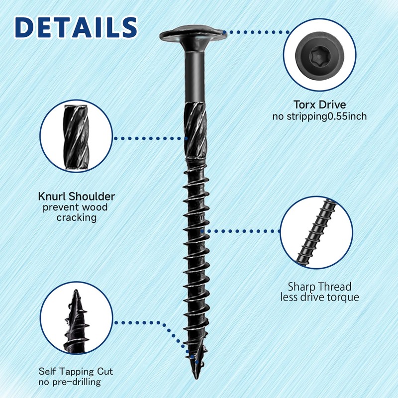 #14 x 4-1/2 Inch Structural Wood Screws Kit(85PCS), Heavy Duty
