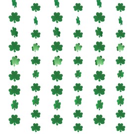 HOWAF St.patricks Day Decorations, Glitter Shamrock Foil String Hanging Garland (39.37FT, 57Shamrocks) Irish Green St Patrick’s Party Accessories for St Patrick Party Home Party Decor Favors Supplies