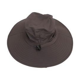Sun Hat Nylon Dark Gray UV Protection Breathable Adjustable Wide Brim Fishing Hat for Hiking Garden Beach