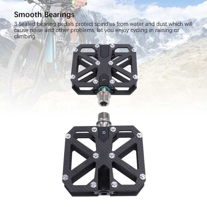 Mountain Cycling Pedals Carbon Fiber 3 Bearing Anti Slip Hollow