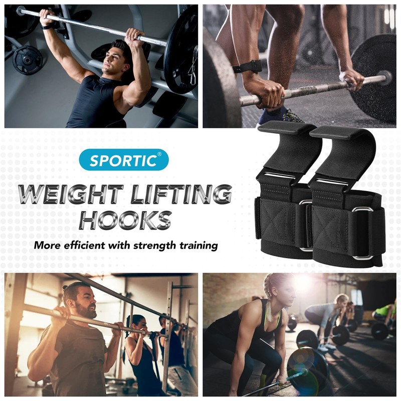 Weight Lifting Hooks Straps Pair, Gym Lifting Straps Non-Slip Rubber