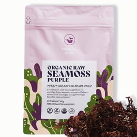 HAPPY FOX Organic Sea Moss Raw Purple - Makes 75oz of Seamoss Gel Rich in Phytonutrients & Minerals, Certified Non-GMO, Wildcrafted, Superfood - 100 gram Bag