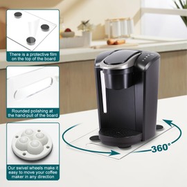 YJNBEST Appliance Slider 360° Rolling Tray for Coffee Maker Acrylic Coffee Pot Slider Tray Countertop Rotation Sliding Tray with Wheels, Small Appliances Mat Clear(Small 13.9"×9.4")