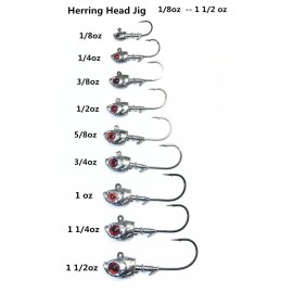 Enfishing 5 Pcs Herring Head Jig  Fishing jig Body Lure Raw Fishing Lure Bait  - 1/8 Ounce - # 1 Hook - 5 Pcs