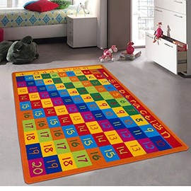 iSavings Kids/Baby Room/Daycare/Classroom/Playroom Area Rug. Math. Numbers Chart. Educational. Fun. Non-Slip Gel Back. Bright Colorful Vibrant Colors (5 Feet X 7 Feet)