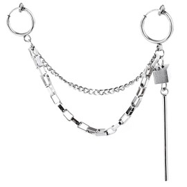 SEIYA INTERNATIONAL Men's and Women's Fake Earrings, Non-Hole, Ear Cuffs, Chains, No-Hole Earrings, Korea, Single Ear, Stainless Steel, No Gemstone