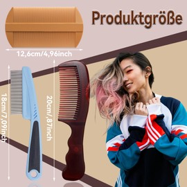 WhaleO 3 Stück Schuppenkamm Schorfkamm Erwachsene Edelstahl Läusekamm mit Silikongriff Lice Comb Flohkamm Dandruff Comb Stielkamm Geburtskamm für Frauen, Männer Kinder und Haustier