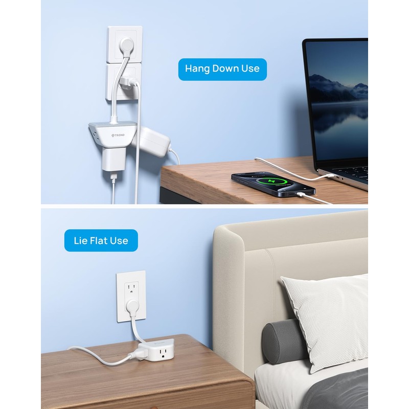 TROND Flat Outlet Extender with 6 Inch Cord - 3