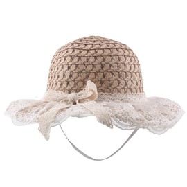 White Fang CZ902 Women's Straw Hat, Lace, Summer, Fashionable, Elegant,, Khaki