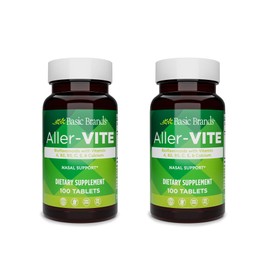 Basic Organics Aller-Vite Nasal Support, Bioflavanoids, Relieves Itchy Eyes, Nose and Throat, Watery Eyes, Sneezing, 100 Tablets per Bottle (Pack of 2)