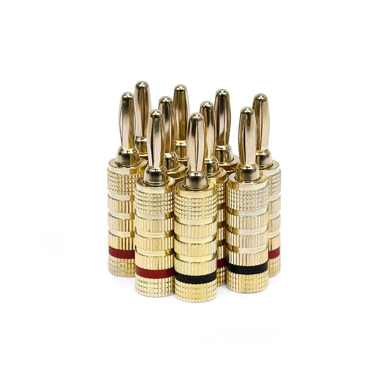 Monoprice 24k Gold Plated Speaker Banana Plugs, Closed Screw Type