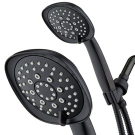 AquaDance, Oil-Rubbed Bronze Luxury Square 6-setting High-Pressure Hand Extra-Long 72" Stainless Steel Hose, Bracket, Solid Brass Fittings, Finish. Premium Handheld Shower Head from Top American