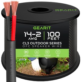 GEARit GEARit 14/2 AWG OFC CL3 Outdoor Speaker Wire, Extension Cord, Black - Length: 250 Feet