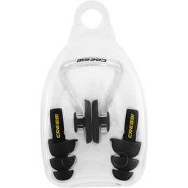 CRESSI Aqua Kit Ear Plugs, Set Tapones Orejos  Clip Nariz Unisex Adulto, Negro, Talla Única                                                           