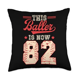 This Baller Is Now 82 Baseball Knuckleballer Home Run Throw Pillow