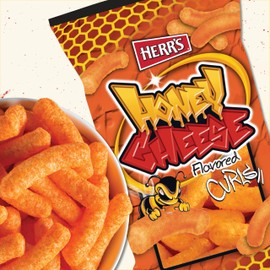 Herr’s Honey Cheese Flavored Curls, Gluten Free Snacks, 1oz Bag (36 Count)