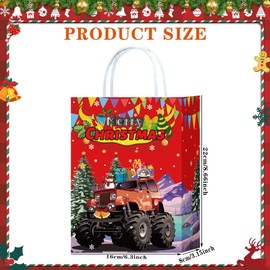 W WINTMING 24PCS Christmas Gift Paper Bags with Handles Christmas Goodie Bags Santa Claus Kraft Paper Gift Bags Party Favors Bags Xmas Gift Bags Holiday Decorations (Car, 24)