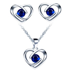 Yumilok Women's Jewellery Set 925 Silver Wedding Bridal Jewellery Set Zirconia Necklace Earrings Silver 925 Sterling Silver Jewellery Set for Women, Sterling Silver Sterling Silver Zirconia, Cubic