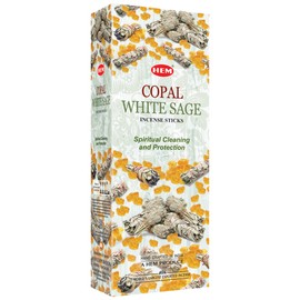 Hem Copal White Sage - Box of 6, 20 Sticks Per Tubes, 120 Sticks Total - Hem Incense from India