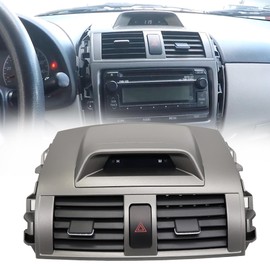 Center Dash A/C Outlet Air Vent Panel with Clock Fit for 2009-2013 Toyota Corolla Base CE LE XLE L S XRS, Console Outlet Grille Insert Panel with Emergency Switch Clock Button,Replaces 55670-02340