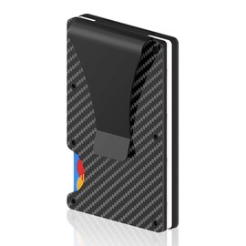 sinzau Credit Card Holder, Carbon Fibre Credit Card Holder with Money Clip and RFID Protection, for Credit Cards, EC Card, Black, black, rfid wallet