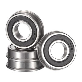HiPicco FR6-2RS Flanged Ball Bearing, ID 3/8" x OD 7/8" x Width 9/32" Miniature Bearings, Double Rubber Sealed Deep Groove Bearings, Pre-Lubricated (GCr15) Chrome Steel 4pcs