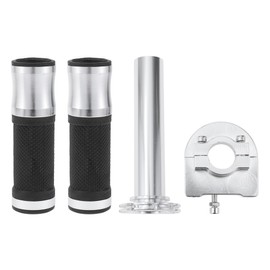 TUCKBOLD 7/8" 22mm 15/16" 24mm Motorcycle Hand Grips Cover Kit Aluminum Alloy Rubber Handlebar Grips for Motorcycle Scooter Bicycle ATV Silver Tone 1set