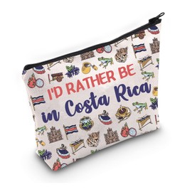 PWHAOO Costa Rica Lover Gift Rather Be in Costa Rica Makeup Bag Costa Rica Vacation Trip Travel Bag Costa Rican Souvenir Gift (Rather Be in Costa Rica M)
