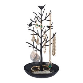 Relaxdays Jewellery Stand Tree, Jewellery Storage Necklaces, Earrings & Bracelets, H x W x D 30 x 16 x 15 cm, Jewellery Tree, Black