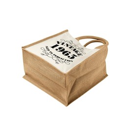 60th Birthday Tote Bag Gifts for Women - Cotton Jute Shoulder Bag, Reusable Bags for Shopping, Gift bags, Book Bag, Travel Bag, Shopper Bags - Vintage 1965 - NATURAL-S