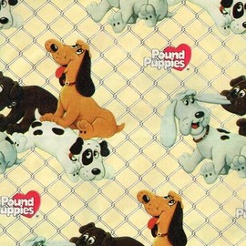 POUND PUPPIES VINTAGE 1985 WRAP (2 sheets) ~ Birthday Party Supplies