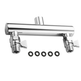 HAMOLER Dual Shower Head Manifold with Brass Shut Off Valve for 2 Fixed Shower Head Showering System Double Sprayer Manifold, Chrome
