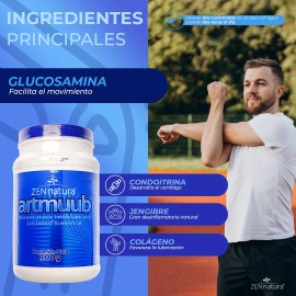 Artmuub 1.1 Kg Colageno Hidrolizado, Glucosamina Zen Natura Sabor Coco