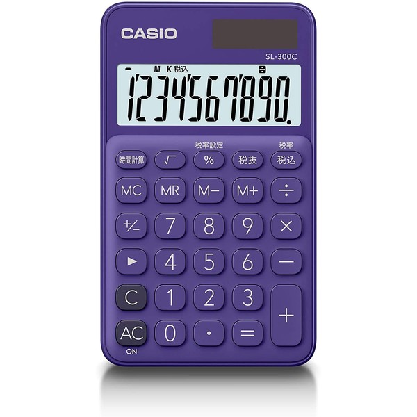 Casio SL-300C-PL-N Colorful Calculator, Purple, 10 Digit Notebook Type