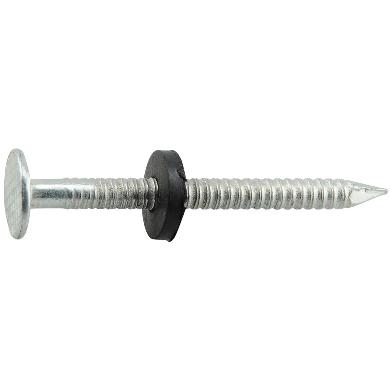 Fas-N-Tite Electro-Galvanized Ringed Roofing Nails with Neoprene Washer (1-3/4") -