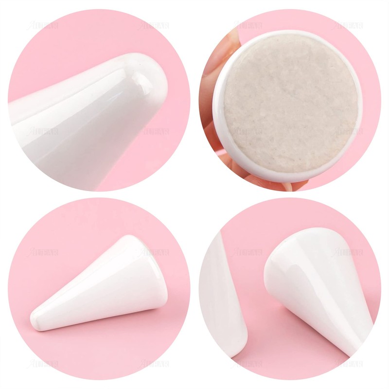 AUEAR、コーンセラミックリングホルダー タワーコーン型ディスプレイスタンド ジュエリーリングウェディングリング用(ホワイト、2個パック)