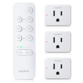 HAPYTHDA Timer Outlet Plug, 15A/1500W Remote Control Outlet, 500ft Range Wireless Remote Light Switch, Timer Switch for Lights, Anti-Surge 4000V, for Household Appliances (3 Outlets + 1 Remote)