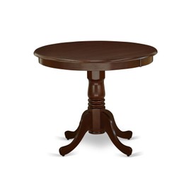 East West Furniture ANT-MAH-TP Antique Dining Room Table - a Round Kitchen Table Top with Pedestal Base, 36x36 Inch, Mahogany