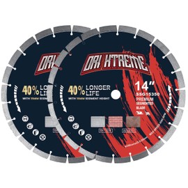 ORIXTREME 14 Inch Diamond Concrete Saw Blade 2Pcs, Segmented General Purpose Blade Dry/Wet Cutting Concrete, Reinforced Concrete, Masonry, Brick, Block,1"-20mm Arbor