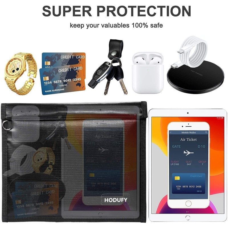 Faraday Bag for Phones, Hodufy Key Fob Protector, Fireproof Faraday