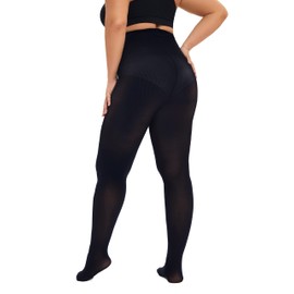 CozyWow Women's Tights Elastic Semi Opaque Tights Plus Sizes XL-4XL, 2x black (36D)