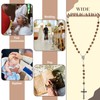 HICARER Wooden Rosary Jewellery Christening Rosary Ball Chain Prayer Chain