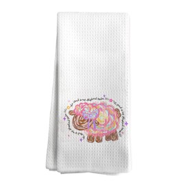 ShowDraven Christian Sheep Kitchen Towels, Christian Cross Drying Cloth Tea Towels for Bathroom Kitchen, Easter Decorative Dish 16x24 Inches