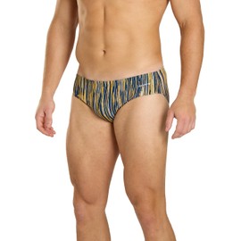 Sporti Swift Brief Swimsuit for Men & Boys – Chlorine Resistant Racing Swim Brief for Lap Swimming, UPF 50+ Training Swimwear - Gold/Navy - 24