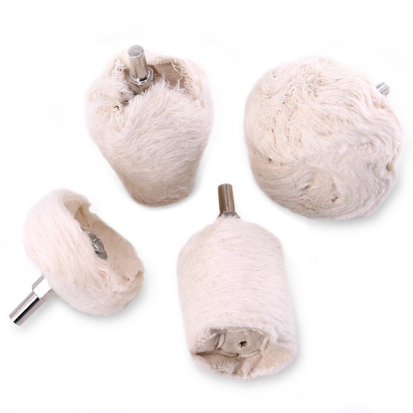 Swpeet 4 Pcs White Cotton Polishing Buff Wheel Set for