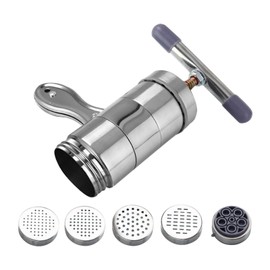 Manual Press Pasta Machine Stainless Steel Hand Wringing Noodles Making Machine with 5 Noodle Mould