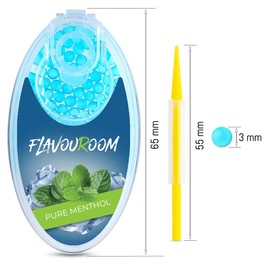 Flavouroom – Premium Aroma Balls Set of 100 | DIY Aroma Capsules Filter for Unforgettable Flavour | Including a Box for Storing the Aromatic Click Sleeve Balls (Pure Menthol)