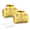 GASHER 5Pcs Brass Tee Fitting, 1/2" x 1/2" x 1/2"