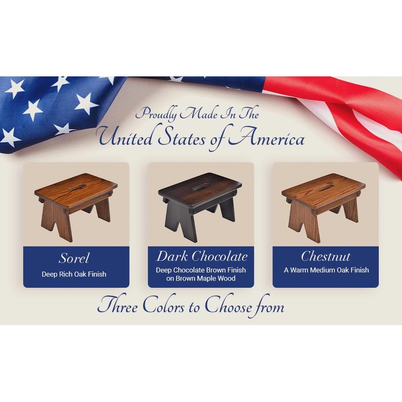 Amish Handcrafted Solid Wood Step Stool Bench Footstool A Step